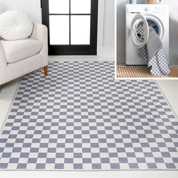 Ainsley Modern Cottage Checkerboard Washable Area Rug
